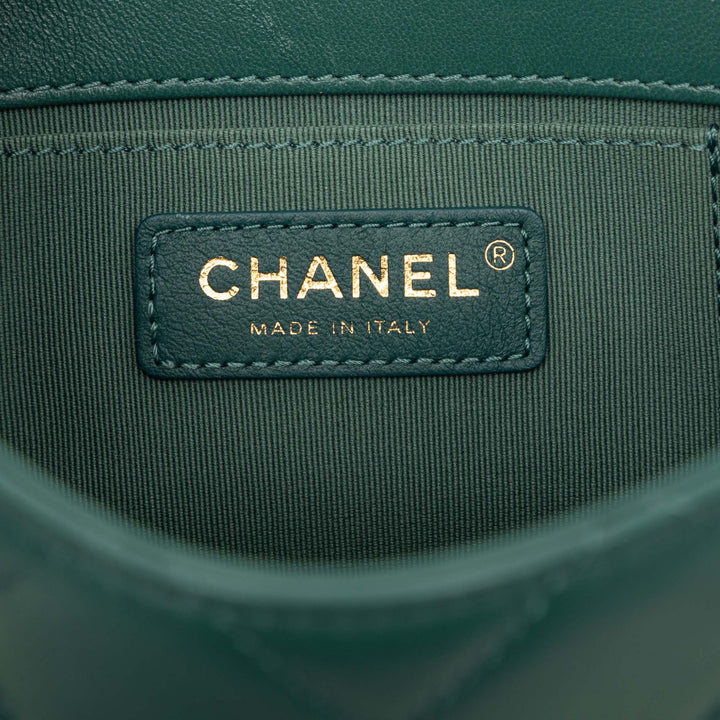 Chanel Diamond Lock à rabat Mini Cuir d'agneau Vert – vue 5 – GABY PARIS