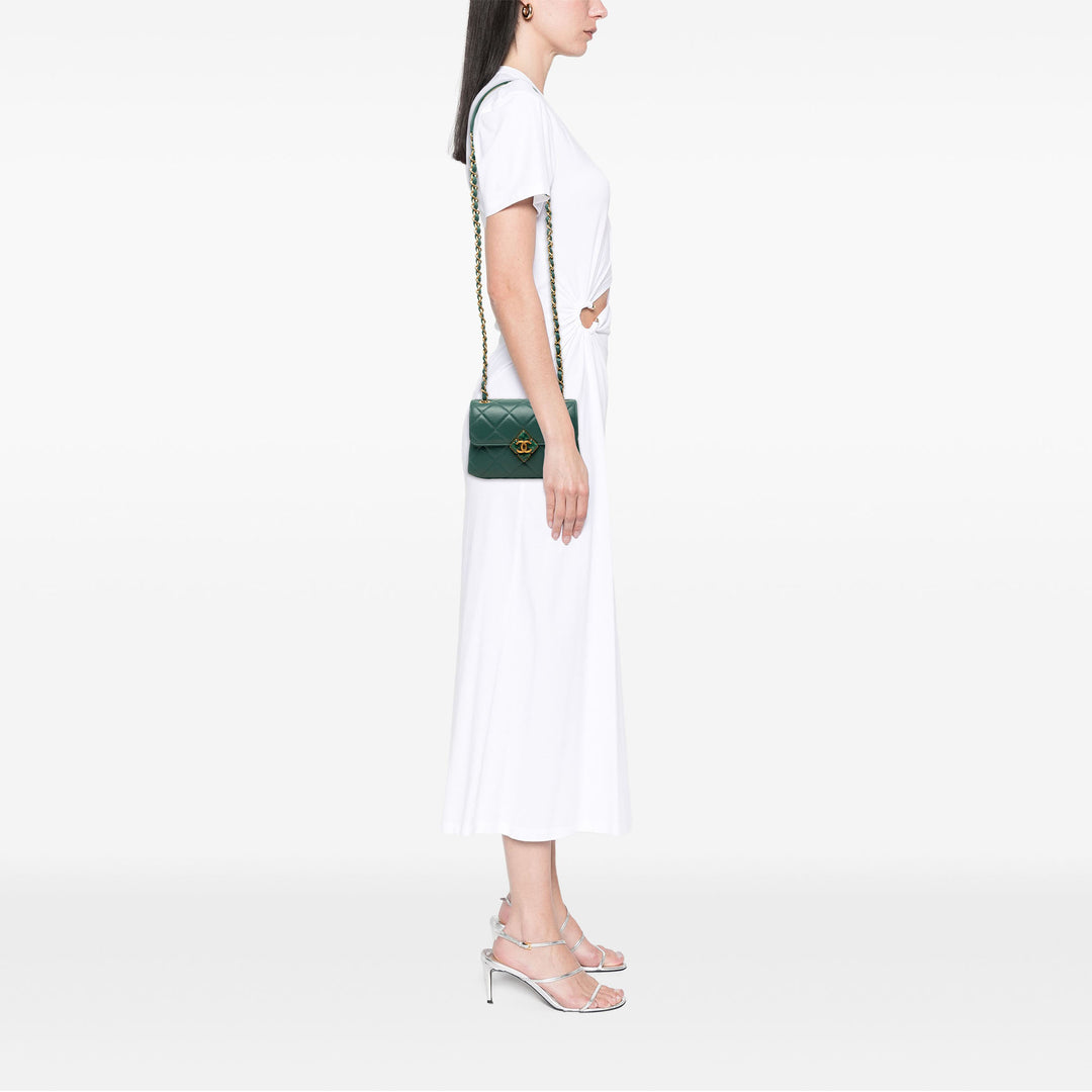 Chanel Diamond Lock à rabat Mini Cuir d'agneau Vert – vue 6 – GABY PARIS