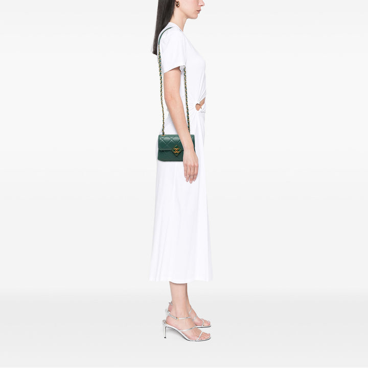 Chanel Diamond Lock à rabat Mini Cuir d'agneau Vert – vue 6 – GABY PARIS