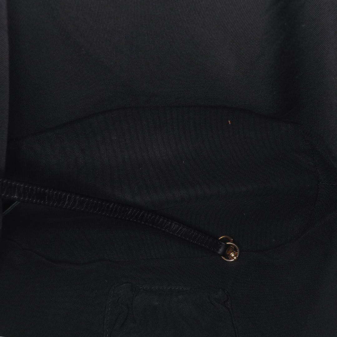 Medium Crumpled Calfskin Coco Pleats Drawstring Bucket Bag Black - Gaby Paris