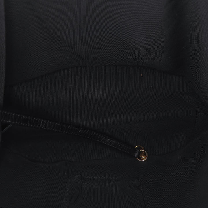Medium Crumpled Calfskin Coco Pleats Drawstring Bucket Bag Black - Gaby Paris