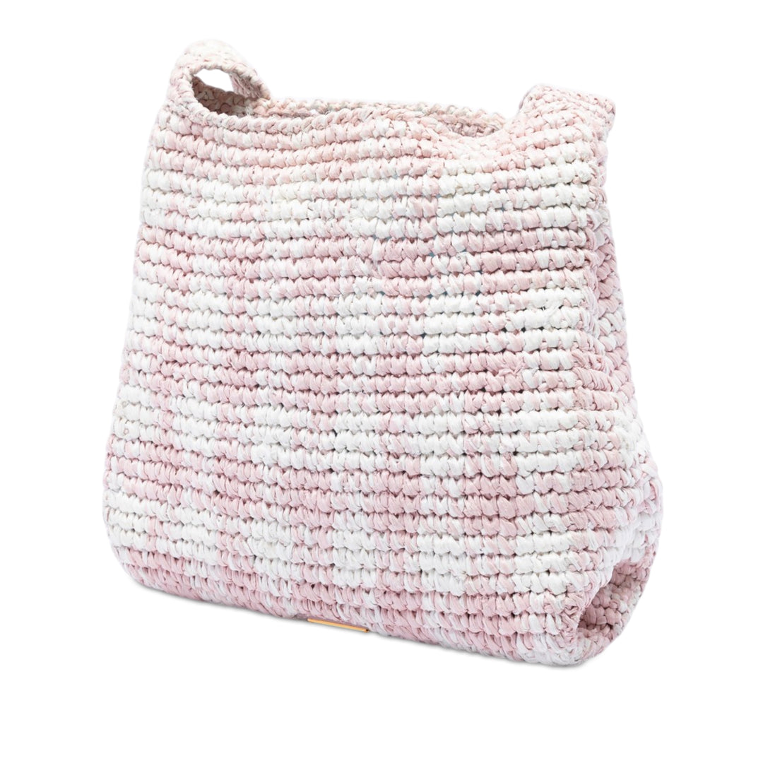 Prada Raffia Effect Crochet brodé Logo Sac porté croisé