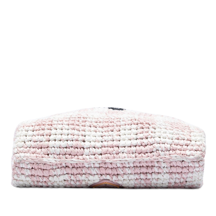 Prada Raffia Effect Crochet brodé Logo Sac porté croisé