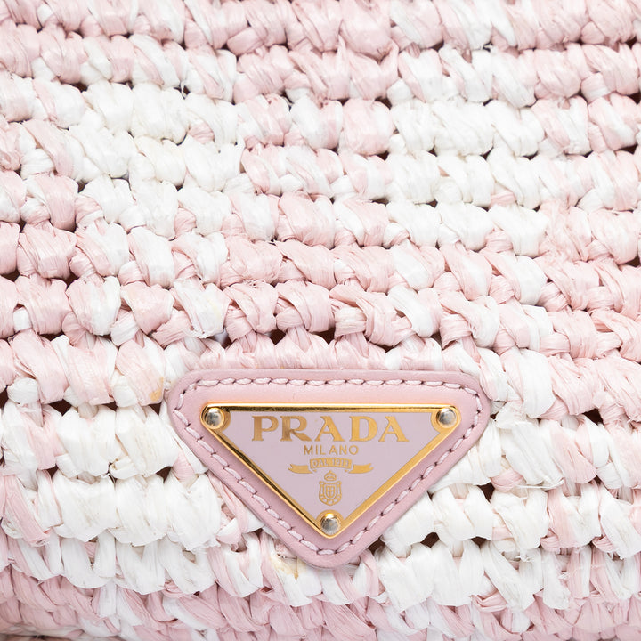 Prada Raffia Effect Crochet brodé Logo Sac porté croisé
