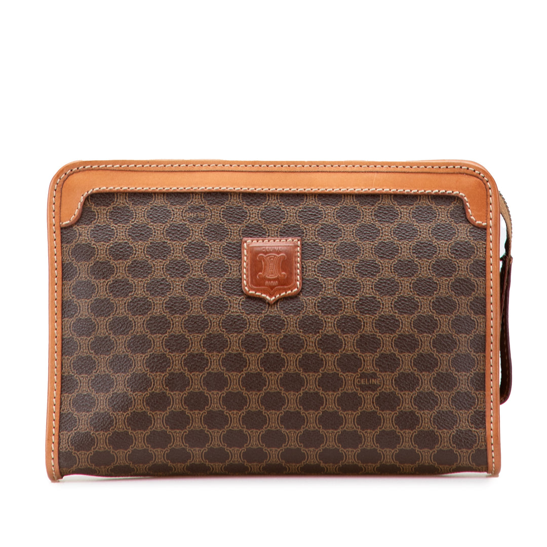 Macadam Coated Canvas Clutch Brown - Gaby Paris