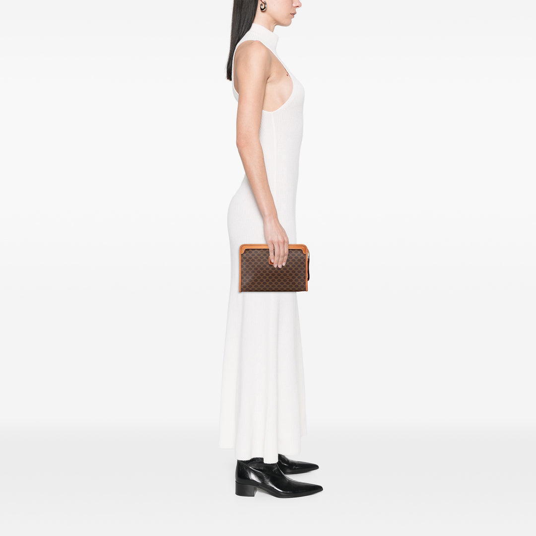 Macadam Coated Canvas Clutch Brown - Gaby Paris