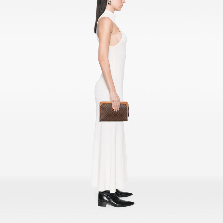 Macadam Coated Canvas Clutch Brown - Gaby Paris