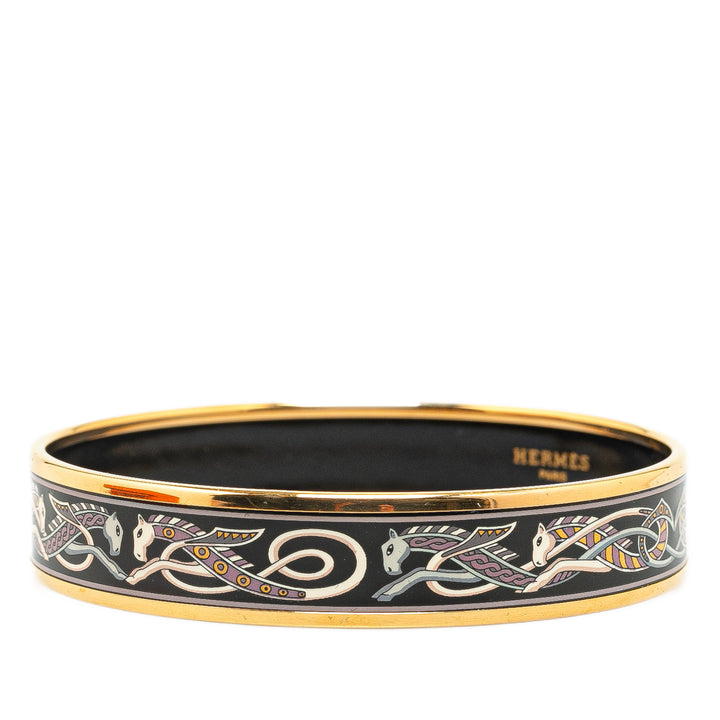 Narrow Enamel Cloisonne Bangle Black - Gaby Paris