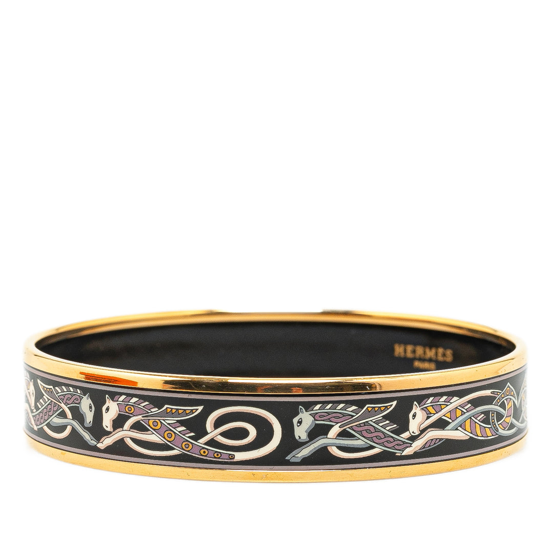 Narrow Enamel Cloisonne Bangle Black - Gaby Paris