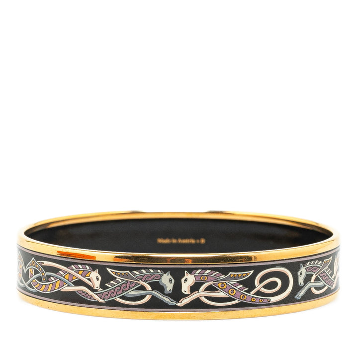 Narrow Enamel Cloisonne Bangle Black - Gaby Paris