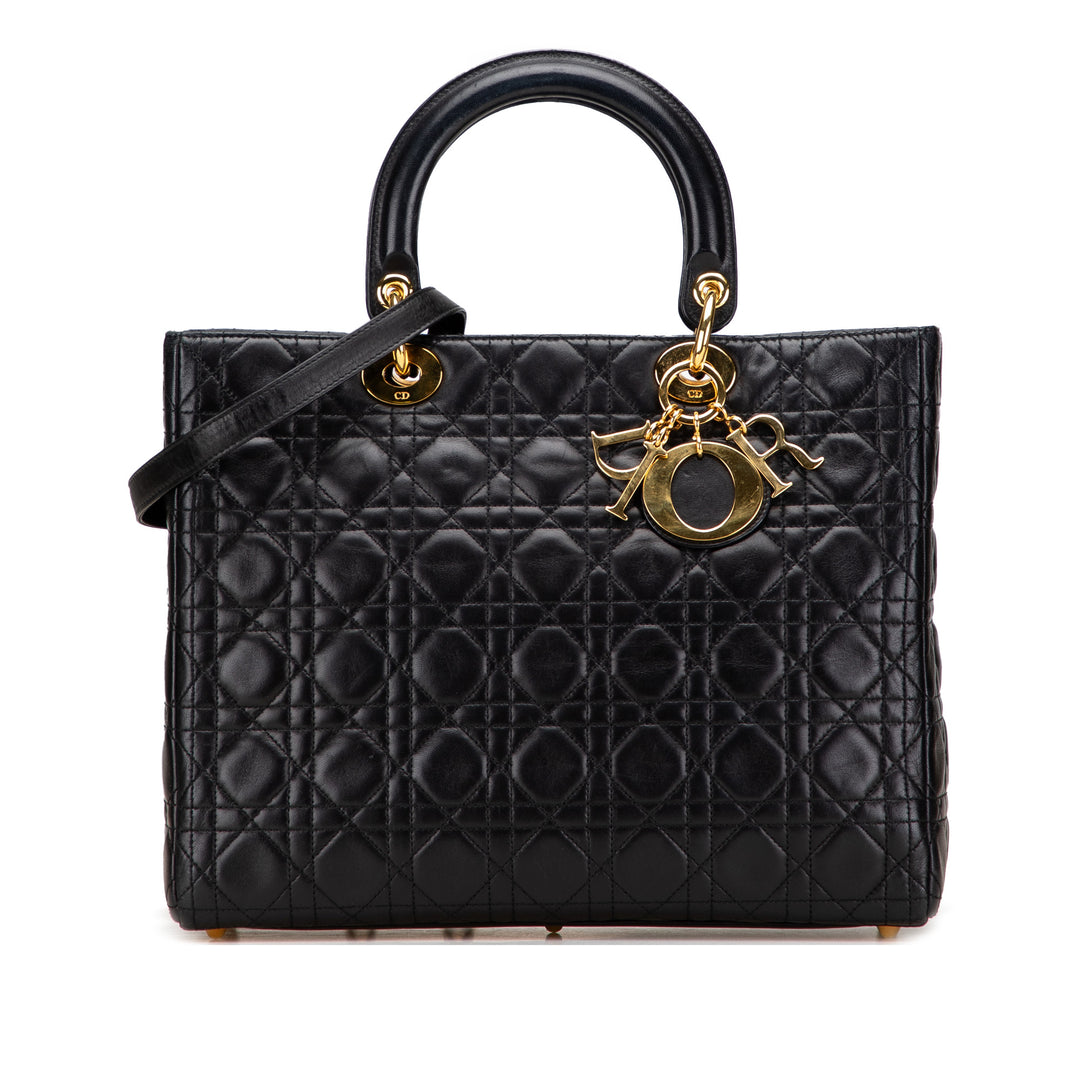 Dior Large Cuir d’agneau Cannage Lady Dior Noir – GABY PARIS Authentique