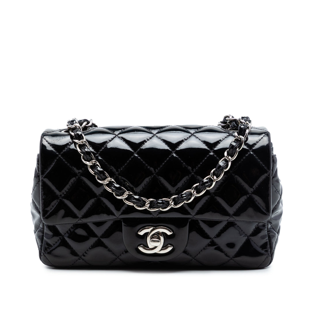 Chanel Mini Rectangular Classic Cuir verni Simple rabat
