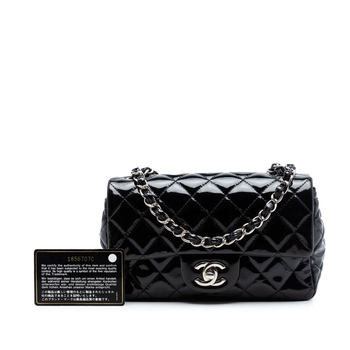 Chanel Mini Rectangular Classic Cuir verni Simple rabat