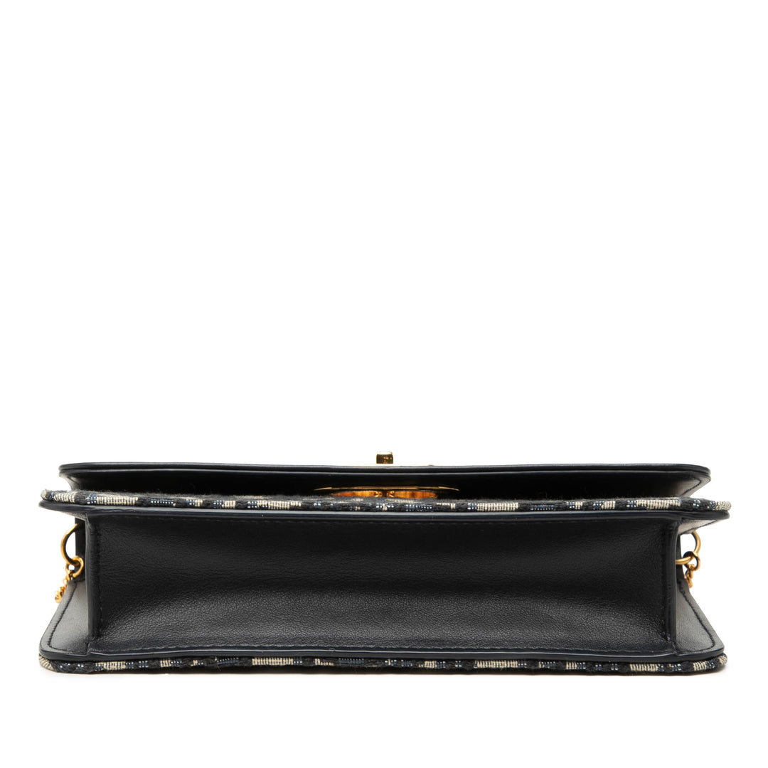 Jacquard et Miss Caro Pochette avec chaîne Oblique Bleu