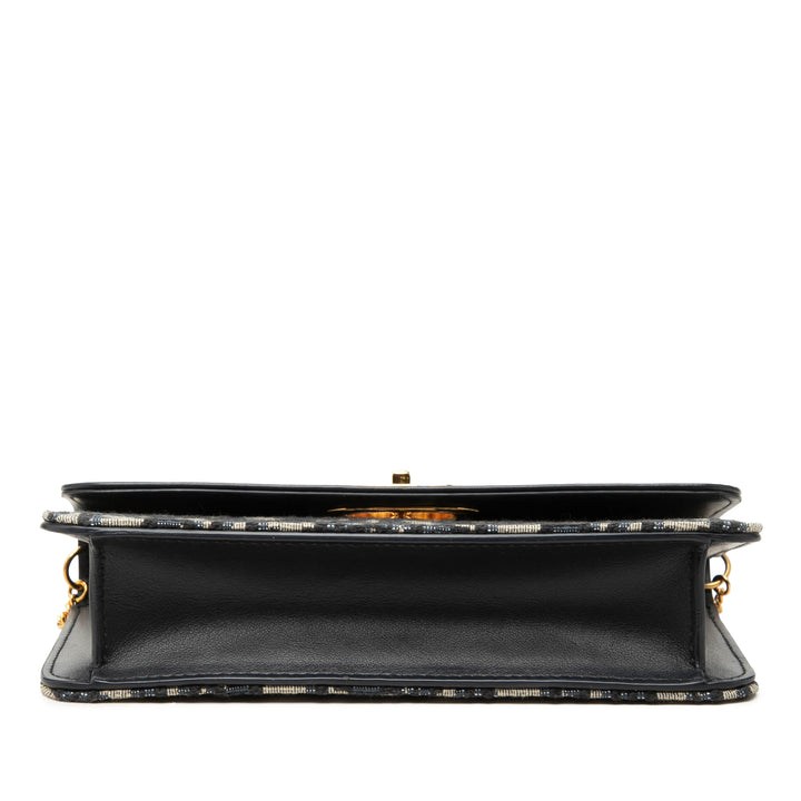Jacquard et Miss Caro Pochette avec chaîne Oblique Bleu