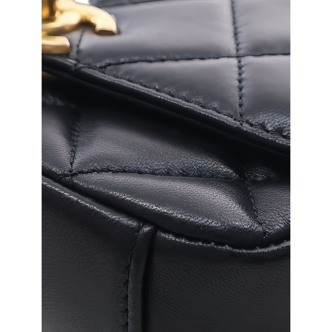 Chanel Sac bandoulière Matelassé CC Coin à rabat Petit Cuir d'agneau Noir – vue 11 – GABY PARIS