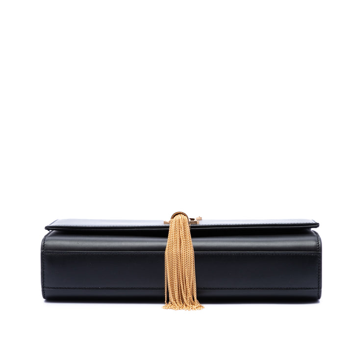 Saint Laurent Medium Smooth Cuir de veau Classic Monogram Kate Pompon Sac porté croisé