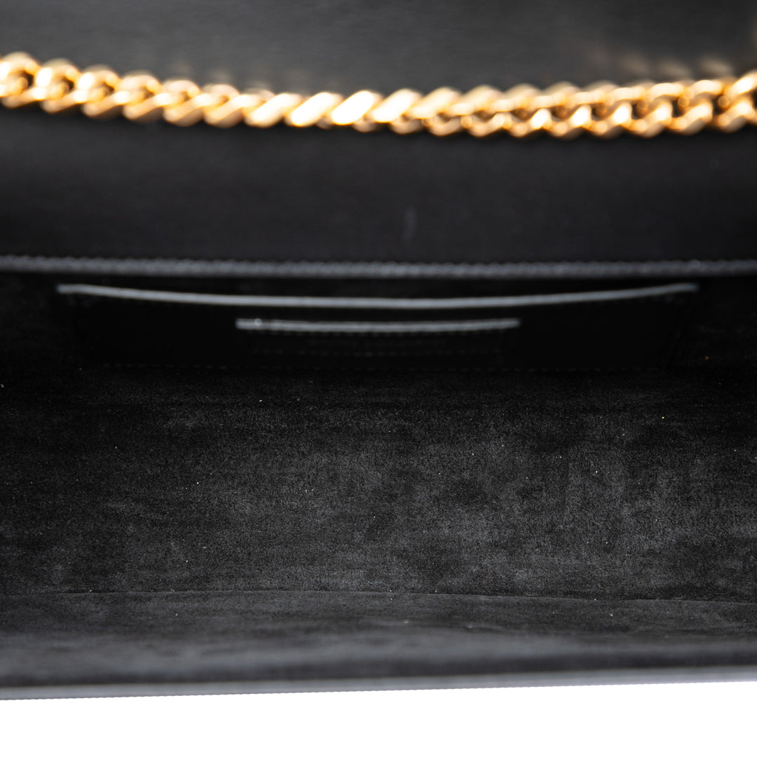 Saint Laurent Medium Smooth Cuir de veau Classic Monogram Kate Pompon Sac porté croisé