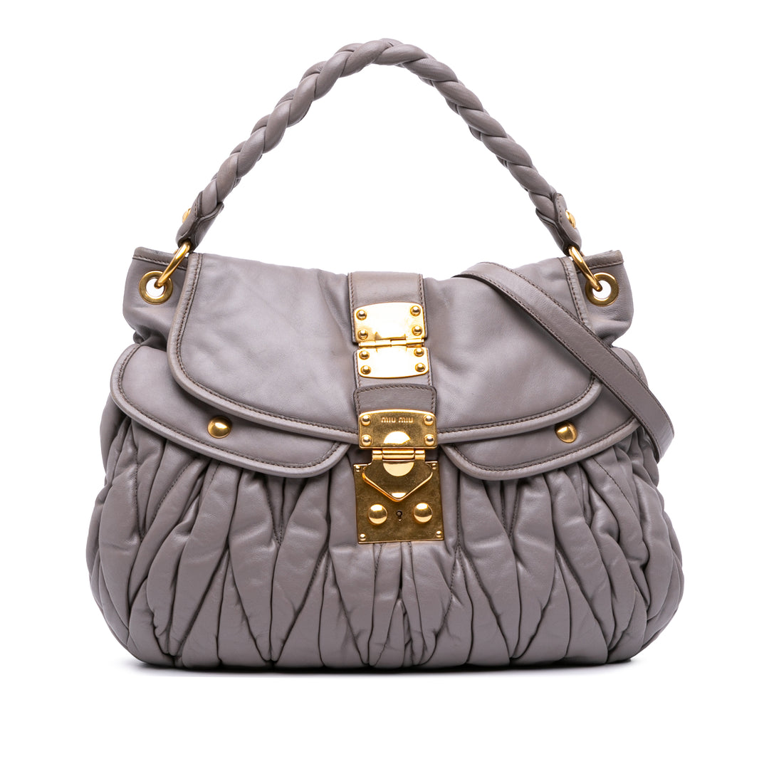 Matelasse Nappa Coffer Satchel Gray - Gaby Paris
