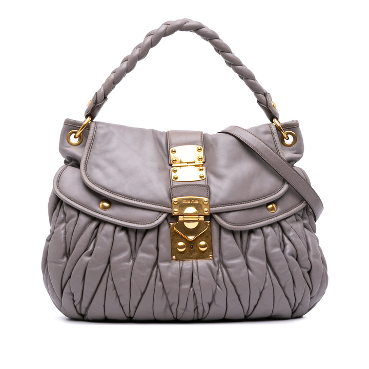 Matelasse Nappa Coffer Satchel Gray - Gaby Paris