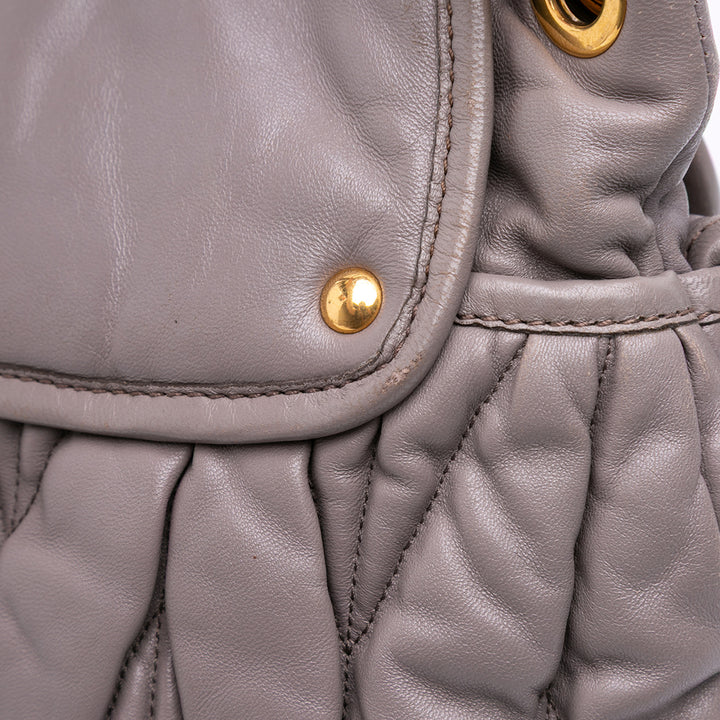 Matelasse Nappa Coffer Satchel Gray - Gaby Paris