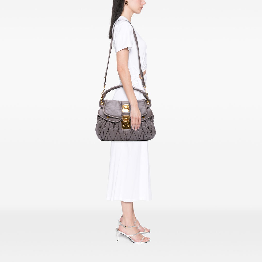Matelasse Nappa Coffer Satchel Gray - Gaby Paris