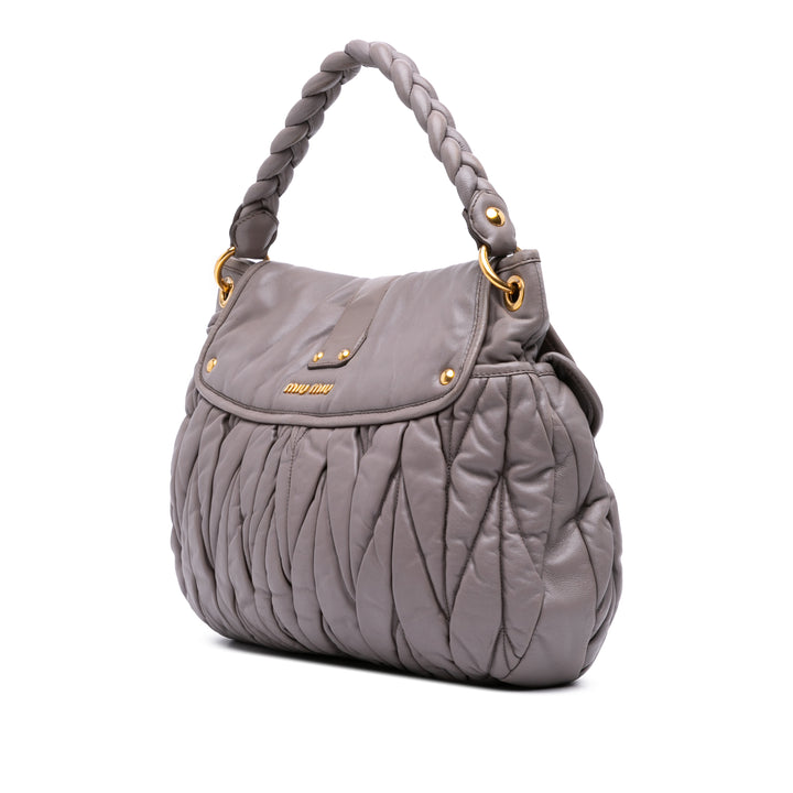 Matelasse Nappa Coffer Satchel Gray - Gaby Paris
