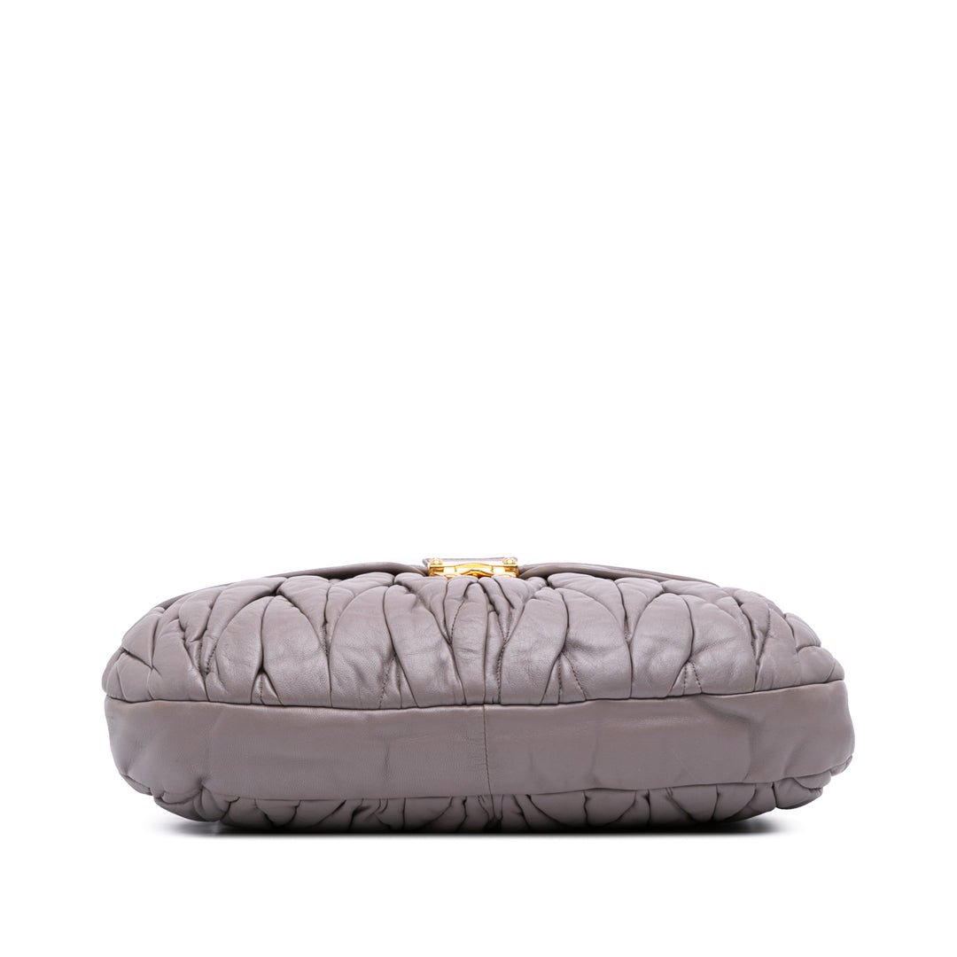 Matelasse Nappa Coffer Satchel Gray - Gaby Paris