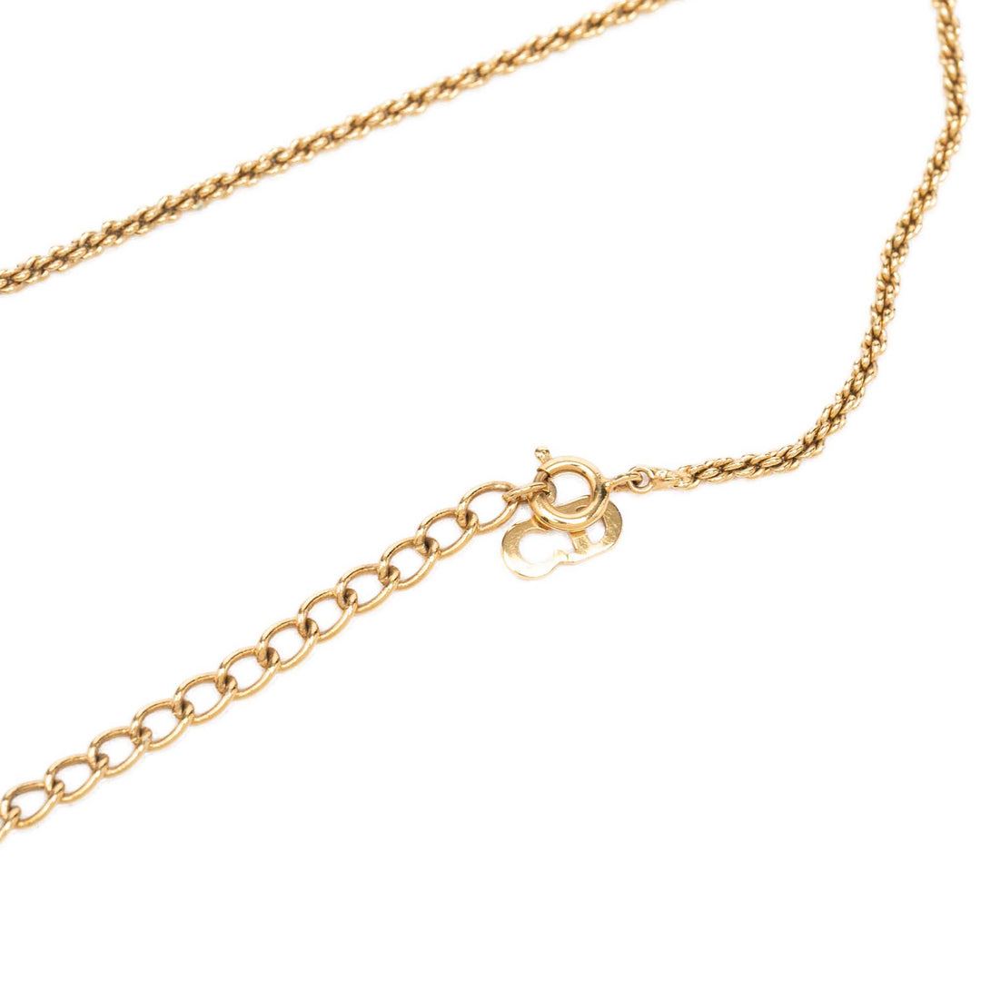 plaqué Strass CD Logo Ovale Pendant Collier Doré