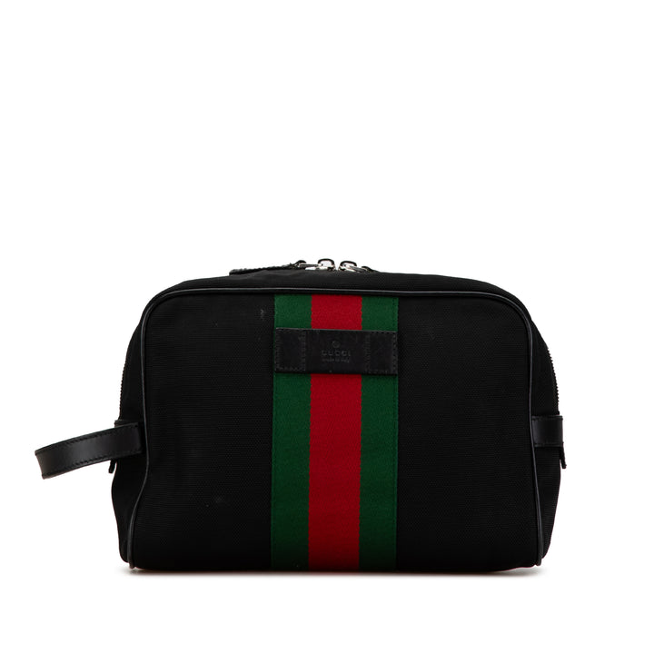 Gucci Techno Web Canvas Clutch Black - GABY PARIS