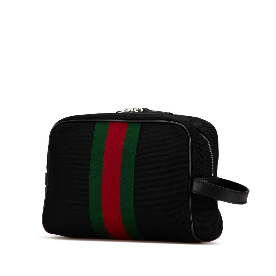 Gucci Techno Web Canvas Clutch Black - GABY PARIS