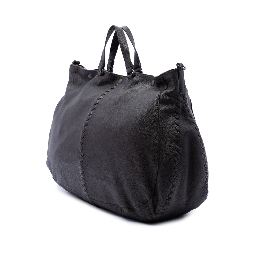 Bottega Veneta Intrecciato à finitions Cervo Deerskin Cabas Marron – vue 2 – GABY PARIS