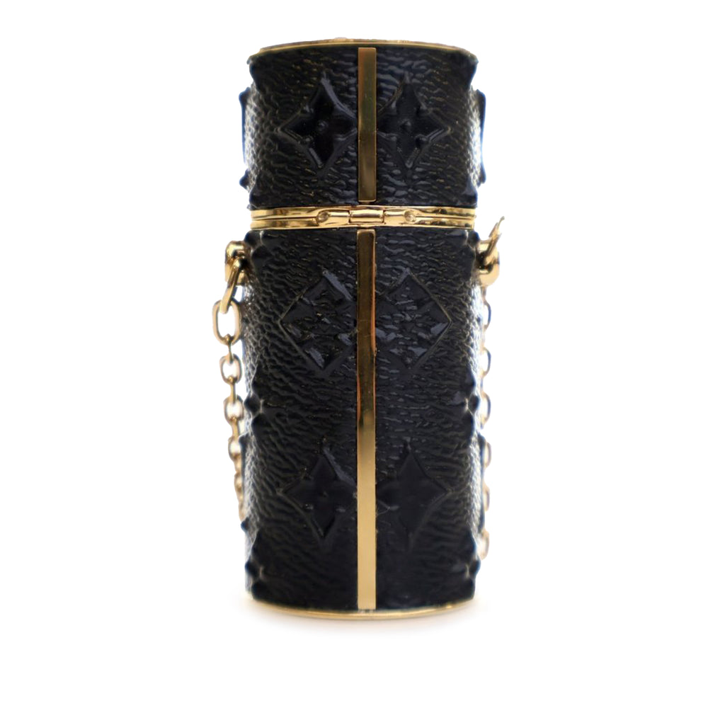 Monogram Embossed Lipstick Chain Case Black - Gaby Paris