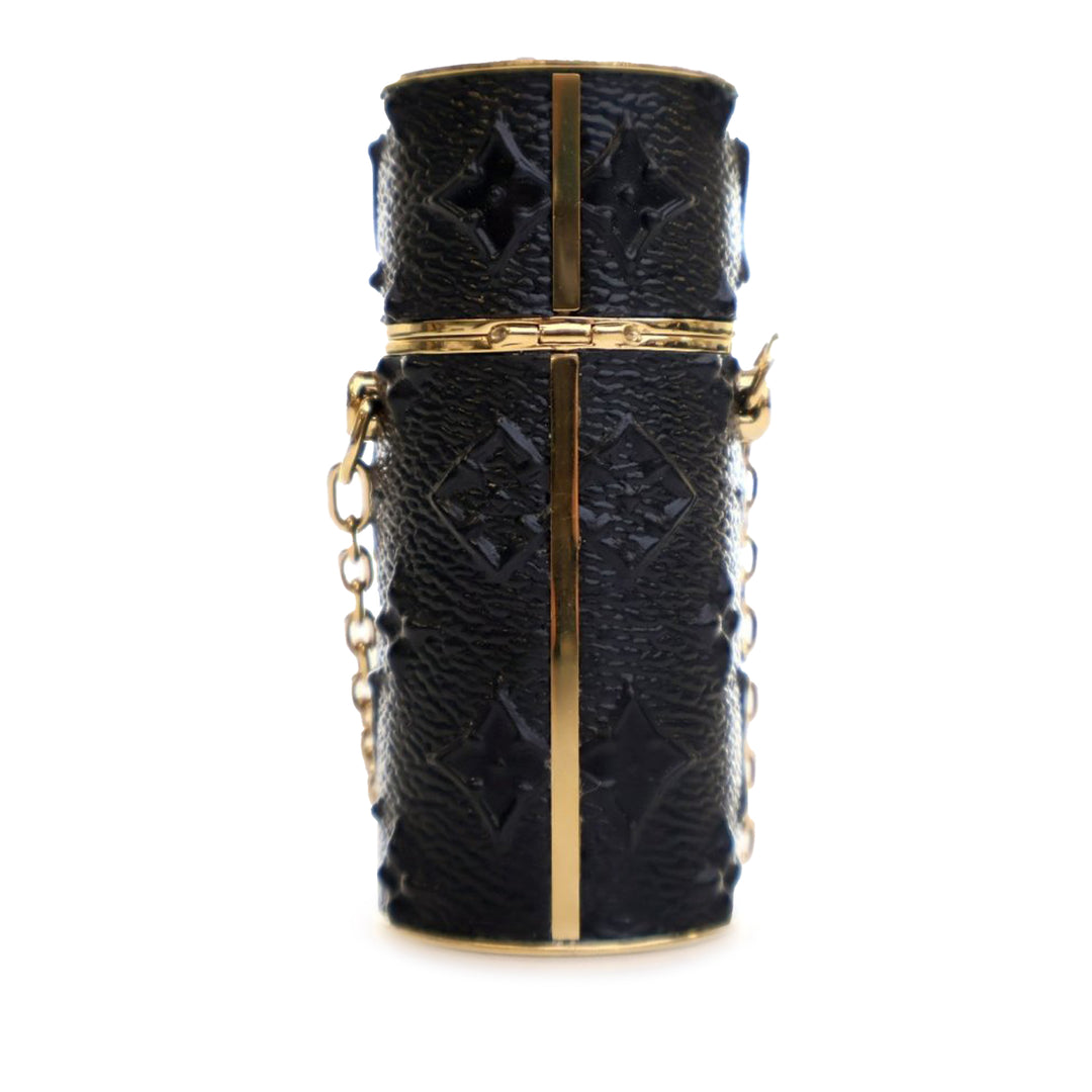 Monogram Embossed Lipstick Chain Case Black - Gaby Paris