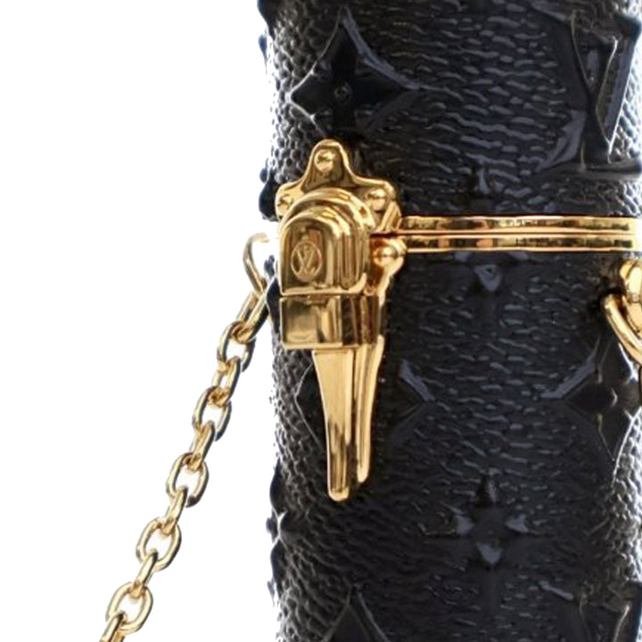 Monogram Embossed Lipstick Chain Case Black - Gaby Paris