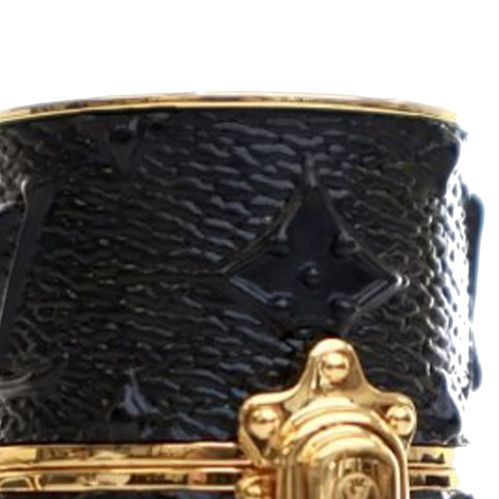 Monogram Embossed Lipstick Chain Case Black - Gaby Paris