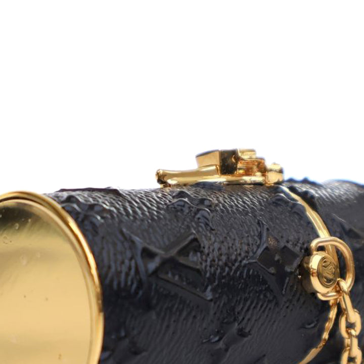 Monogram Embossed Lipstick Chain Case Black - Gaby Paris