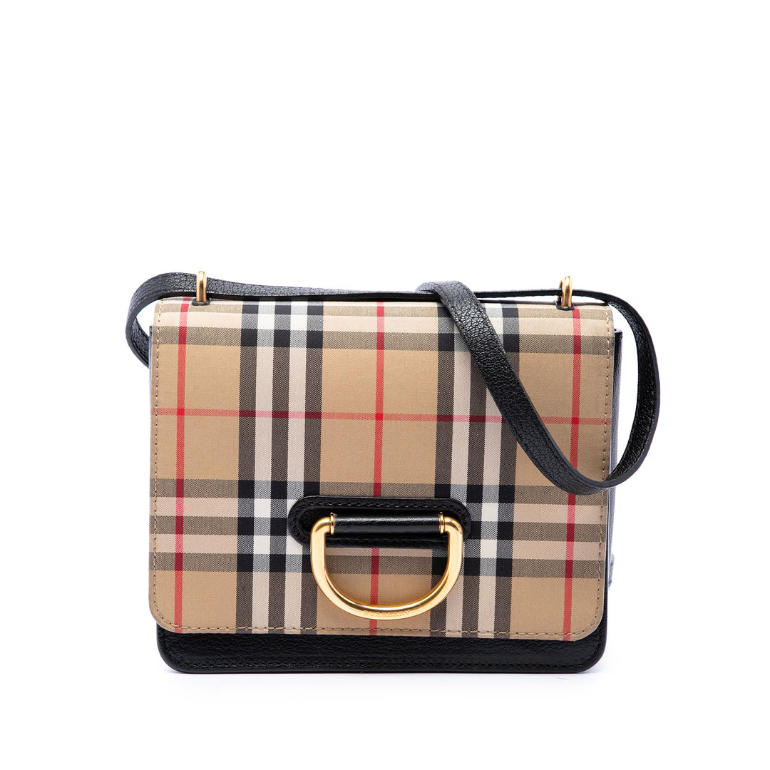 Burberry Bague à finitions House Check D Petit Cuir de chèvre Noir – vue principale – GABY PARIS