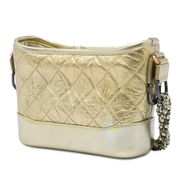 Chanel Matelassé Métallisé vieilli Gabrielle Hobo Petit Cuir de veau Doré – vue 2 – GABY PARIS