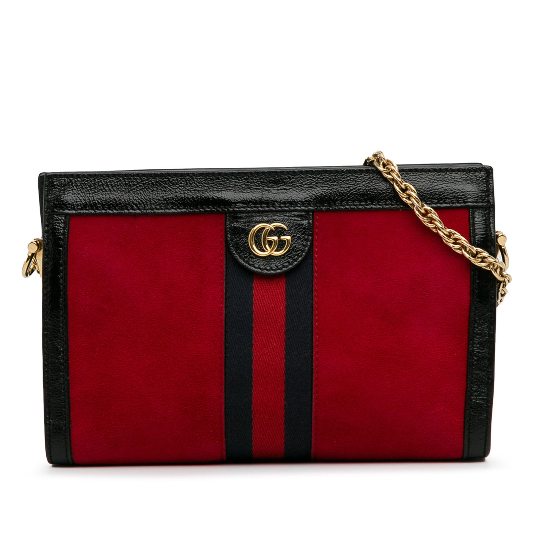 Small Suede Ophidia Chain Crossbody Bag Red - Gaby Paris