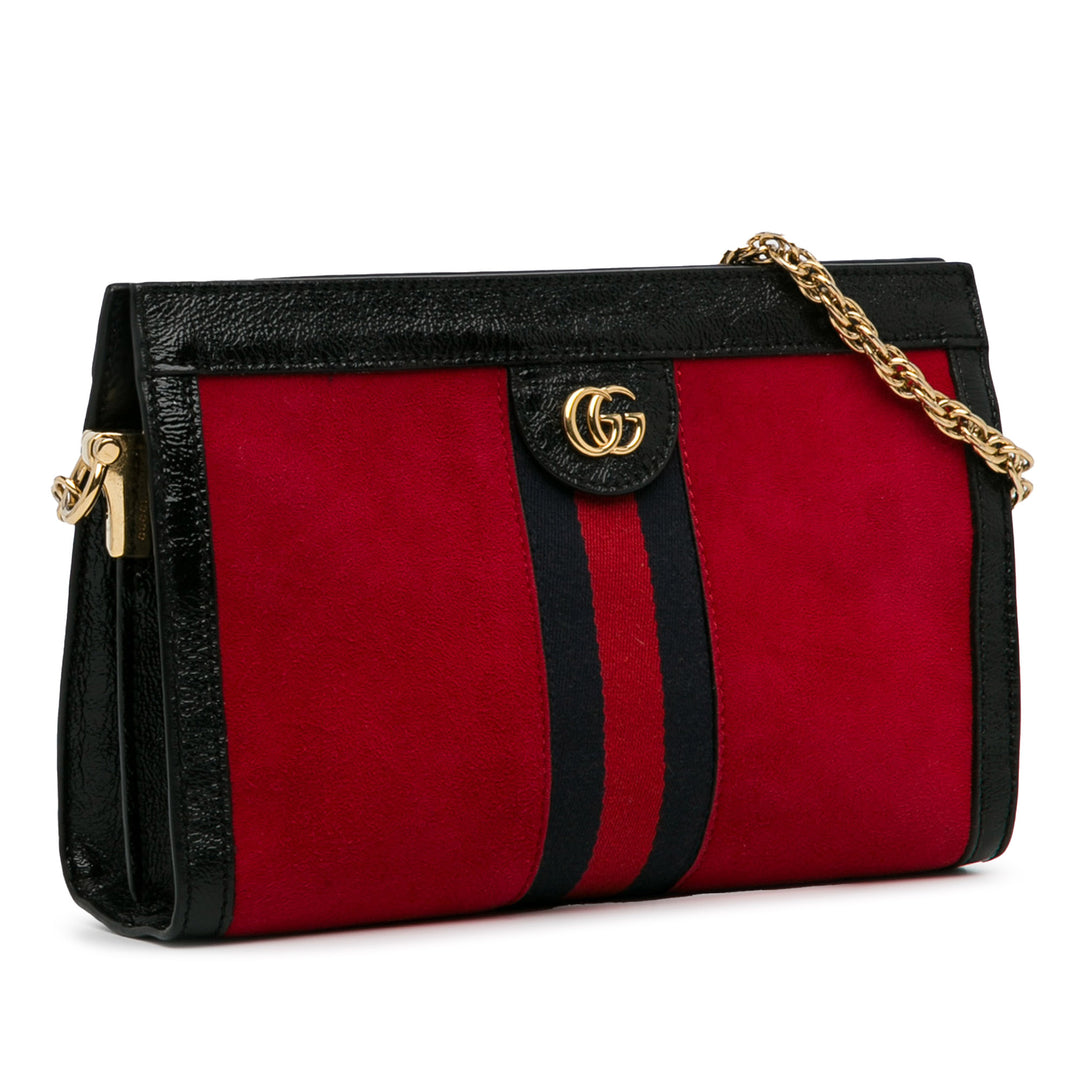 Small Suede Ophidia Chain Crossbody Bag Red - Gaby Paris