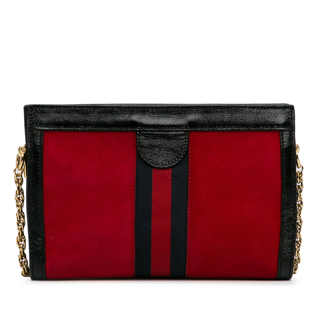 Small Suede Ophidia Chain Crossbody Bag Red - Gaby Paris