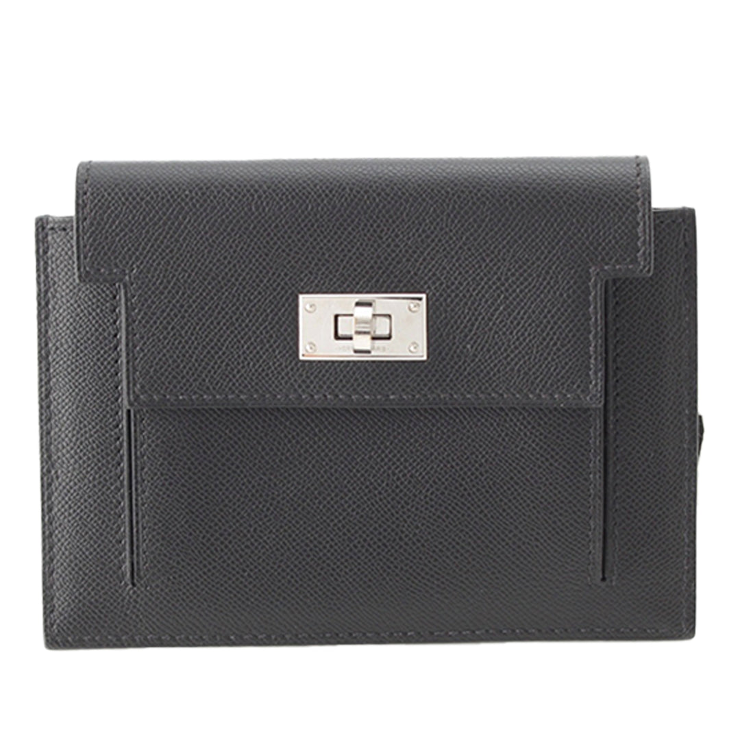 Veau Madame Kelly Poche Compact Portefeuille Noir