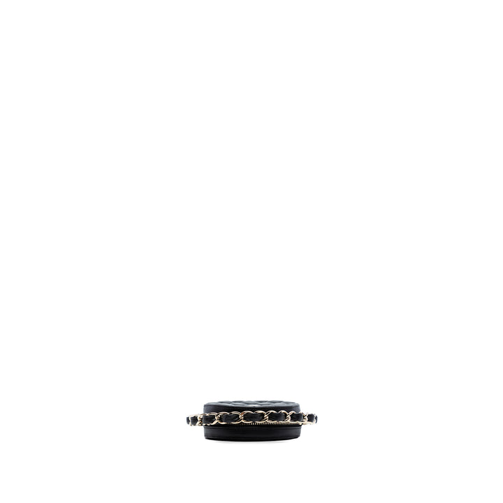 Chanel CC Matelassé Cuir d’agneau Rond Sac rond à chaîne Pochette avec chaîne