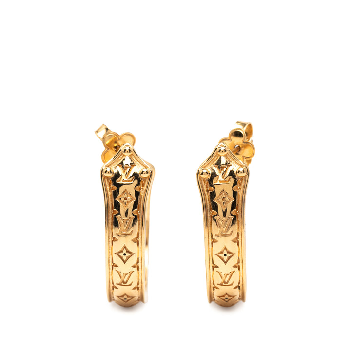 Louis Vuitton Doré Plated Nanogram Sweet Dreams Hoop Boucle d’oreilles Doré – GABY PARIS Authentique