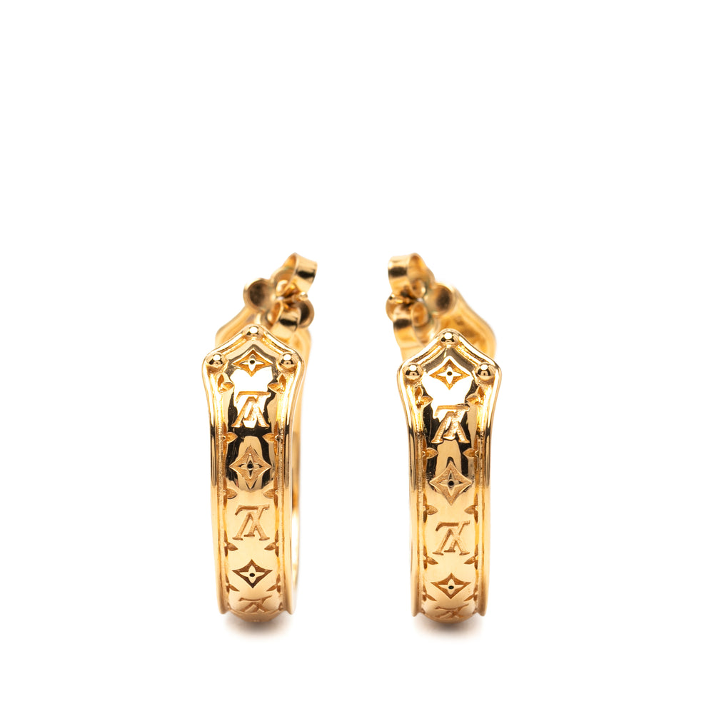 Louis Vuitton Doré Plated Nanogram Sweet Dreams Hoop Boucle d’oreilles Doré – GABY PARIS Authentique