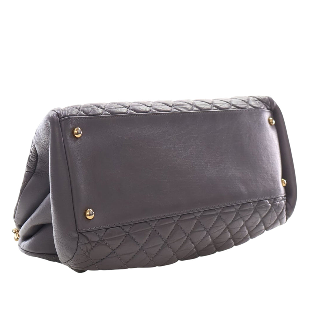 Chanel Large vieilli Cuir de veau Just Mademoiselle Bowling Sac