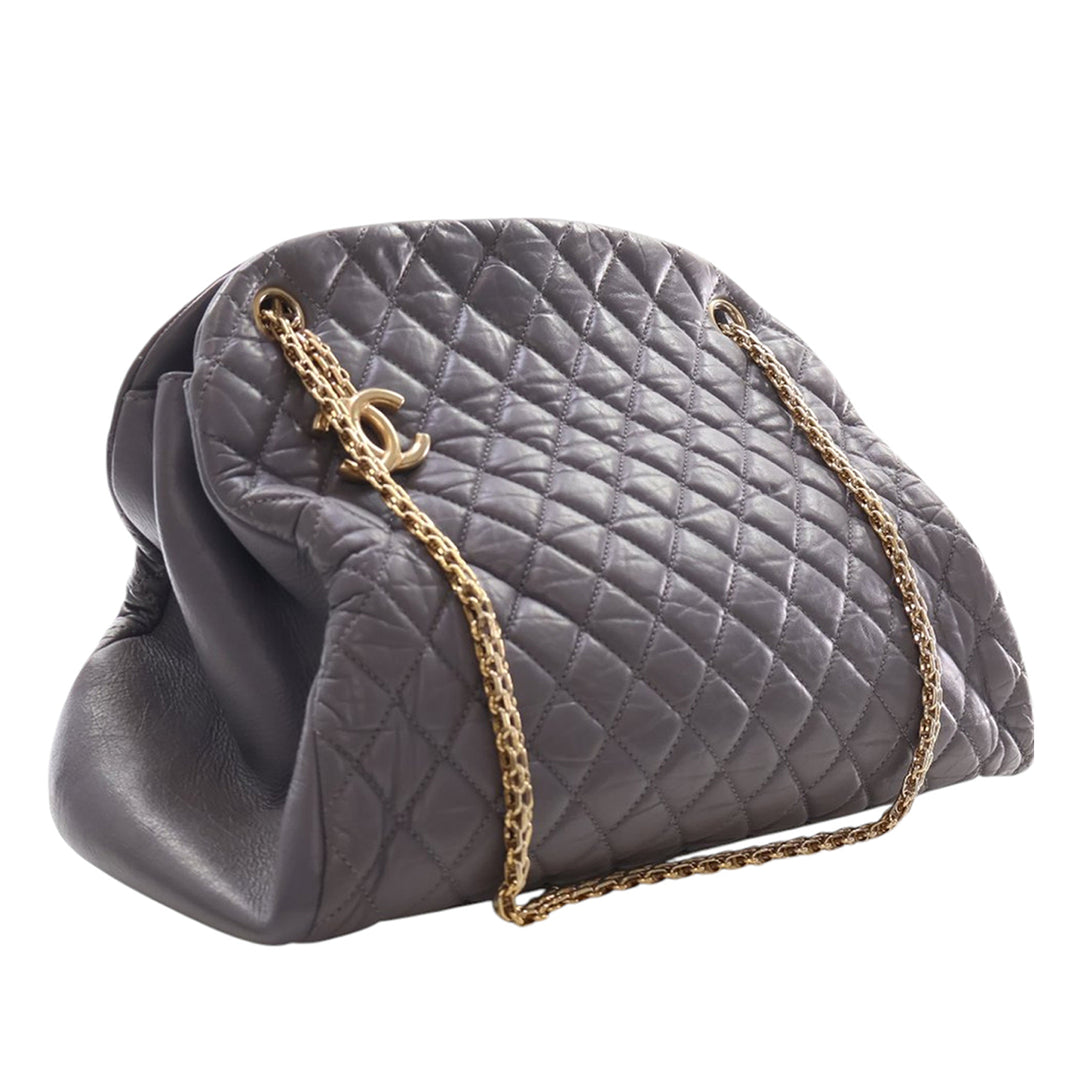 Chanel Large vieilli Cuir de veau Just Mademoiselle Bowling Sac