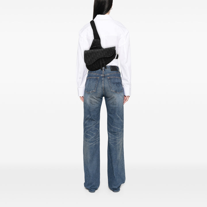 Dior Oblique Toile Saddle Sac porté croisé