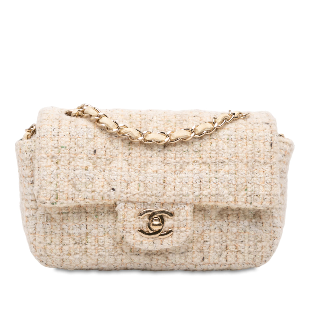 Chanel Mini Rectangular Classic Tweed Simple rabat Marron – GABY PARIS Authentique